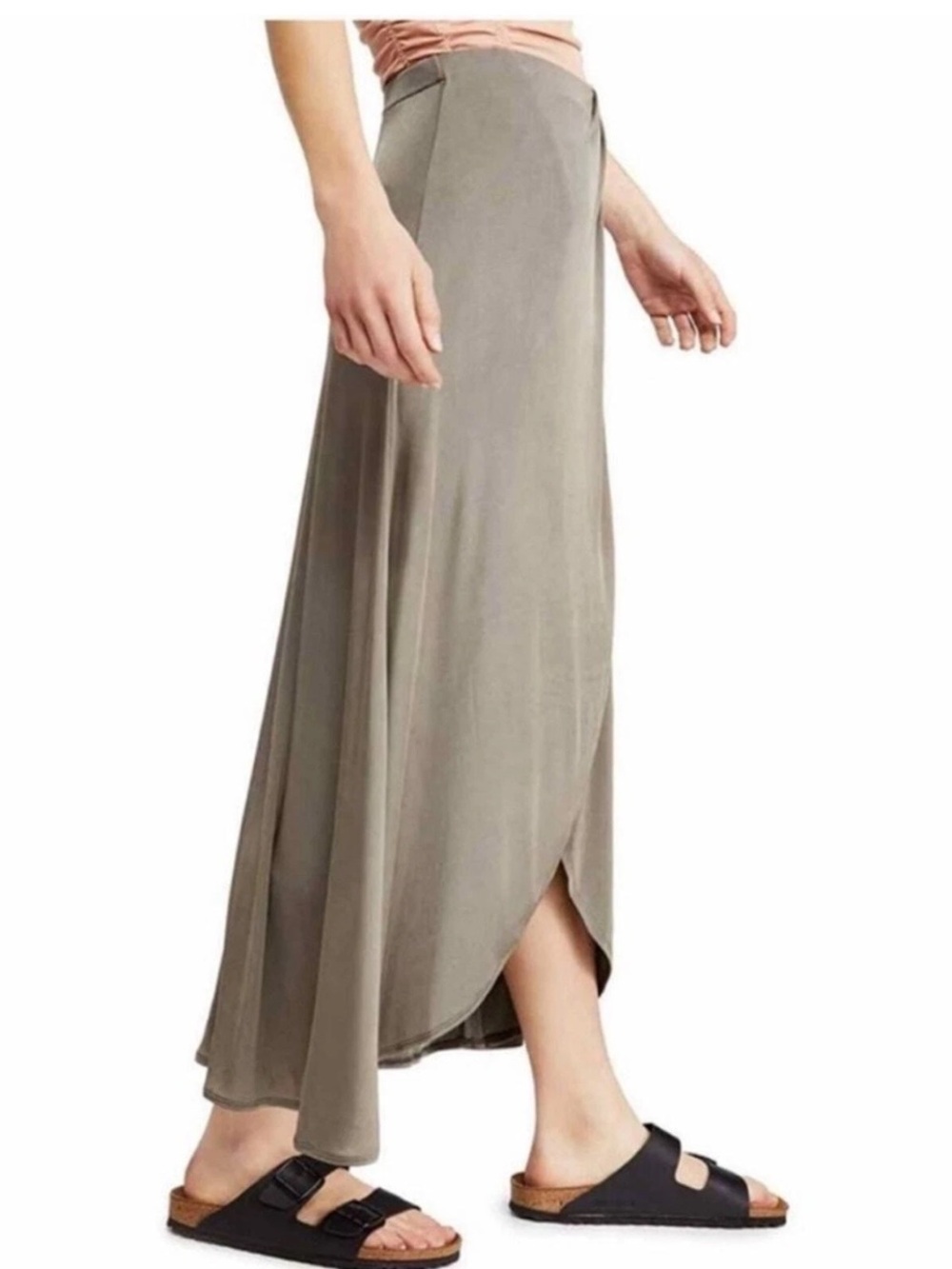 Free People Olive-Taupe Wrap Maxi Skirt XS - Picture 3 of 8